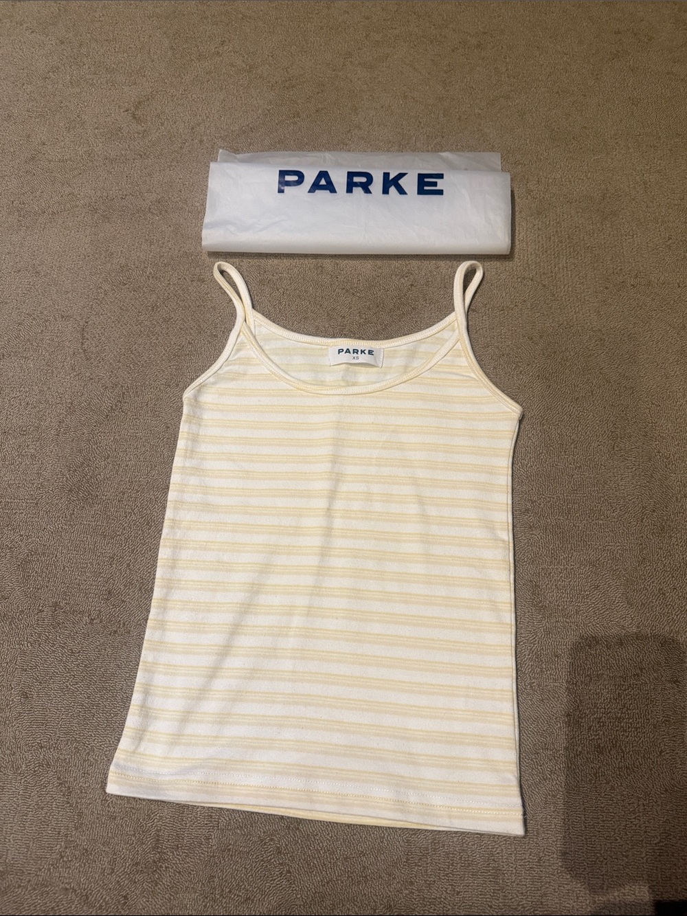 Parke Butter yellow striped tank top